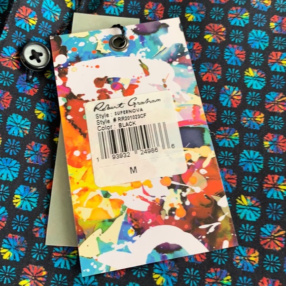 Robert Graham Supernova Black Multicolored Shirt M - Picture 7 of 8